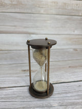 Brown Sand Timer, Sand Timer Decor, Brass Sand Timer, Hourglass, Vintage Hourglass, Antique Sand Timer Reproduction - Pink Horse Florida