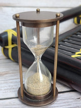 Brown Sand Timer, Sand Timer Decor, Brass Sand Timer, Hourglass, Vintage Hourglass, Antique Sand Timer Reproduction - Pink Horse Florida