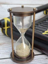 Brown Sand Timer, Sand Timer Decor, Brass Sand Timer, Hourglass, Vintage Hourglass, Antique Sand Timer Reproduction - Pink Horse Florida