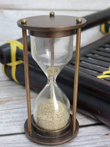 Brown Sand Timer, Sand Timer Decor, Brass Sand Timer, Hourglass, Vintage Hourglass, Antique Sand Timer Reproduction - Pink Horse Florida