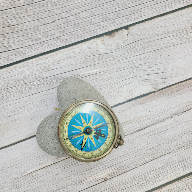 Antique Reproduction Compass, Antique Compass, Vintage Compass, Pocket Compass, Brass Compass - Pink Horse Florida