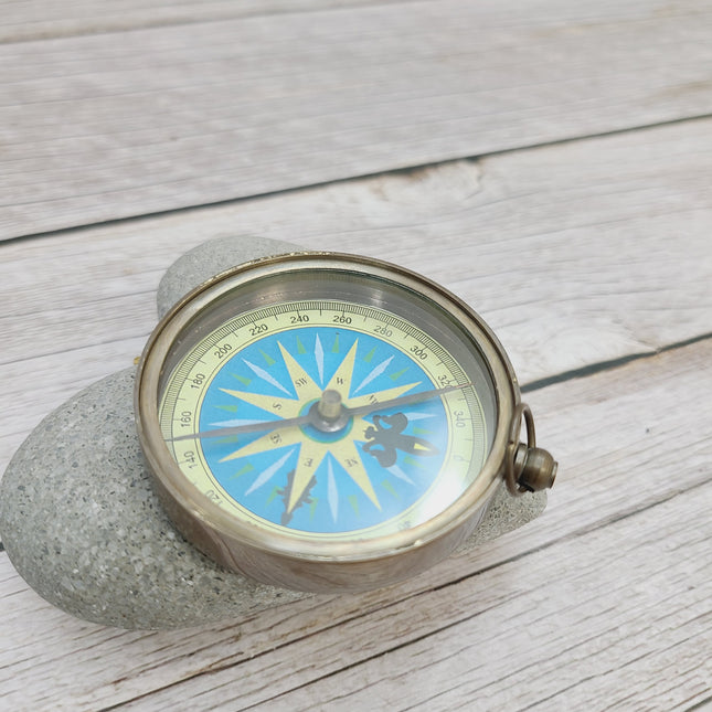 Antique Reproduction Compass, Antique Compass, Vintage Compass, Pocket Compass, Brass Compass - Pink Horse Florida