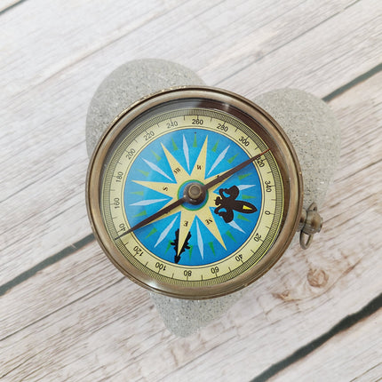 Antique Reproduction Compass, Antique Compass, Vintage Compass, Pocket Compass, Brass Compass - Pink Horse Florida