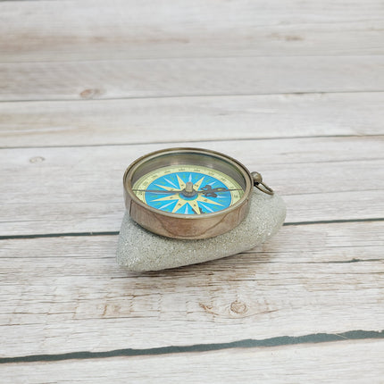 Antique Reproduction Compass, Antique Compass, Vintage Compass, Pocket Compass, Brass Compass - Pink Horse Florida