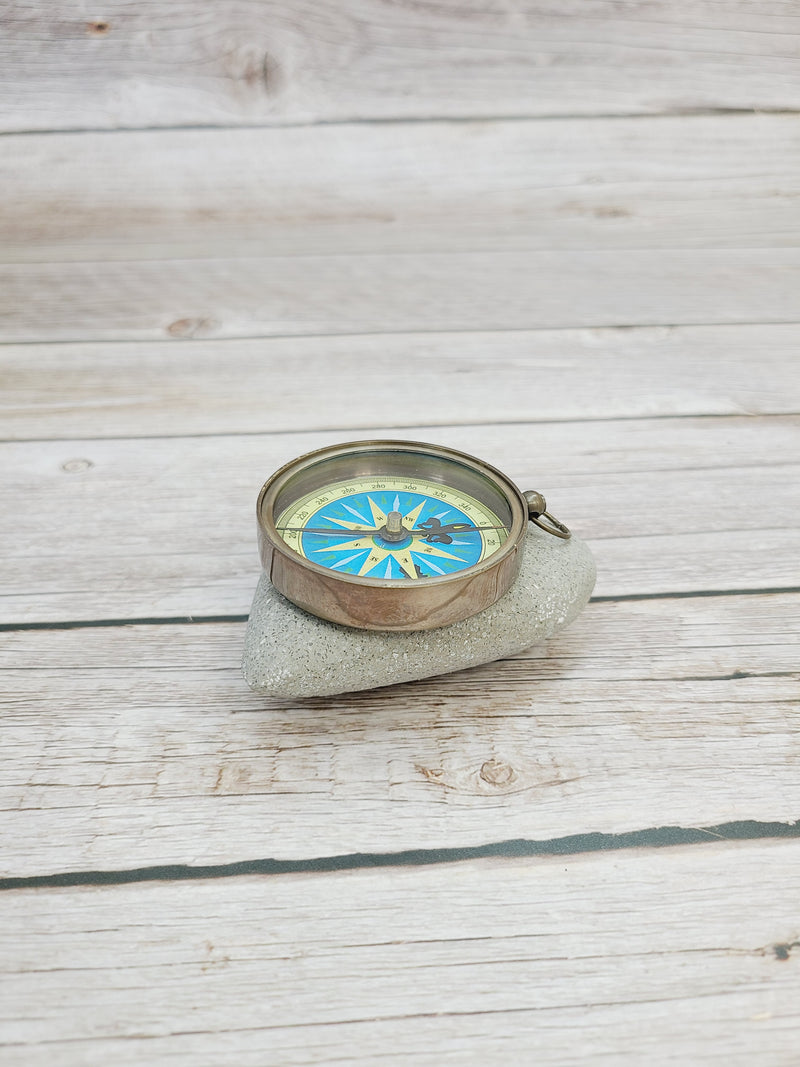 Antique Reproduction Compass, Antique Compass, Vintage Compass, Pocket Compass, Brass Compass - Pink Horse Florida