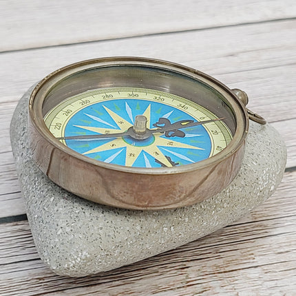 Antique Reproduction Compass, Antique Compass, Vintage Compass, Pocket Compass, Brass Compass - Pink Horse Florida