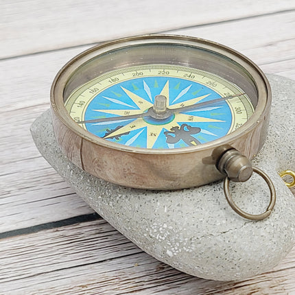 Antique Reproduction Compass, Antique Compass, Vintage Compass, Pocket Compass, Brass Compass - Pink Horse Florida