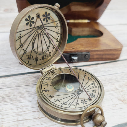 Antique Reproduction Compass, Antique Compass, Vintage Compass, Pocket Compass, Brass Compass - Pink Horse Florida