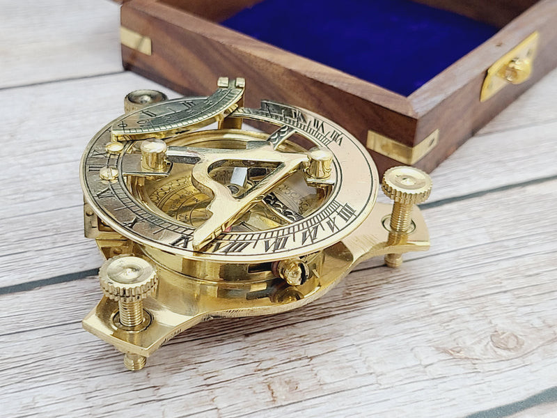 Gold Moon Compass, Antique Reproduction Compass, Antique Compass, Vintage Compass, Pocket Compass, Brass Compass - Pink Horse Florida