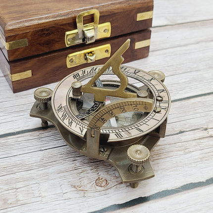 Antique Moon Compass, Antique Reproduction Compass, Antique Compass, Vintage Compass, Pocket Compass, Brass Compass - Pink Horse Florida