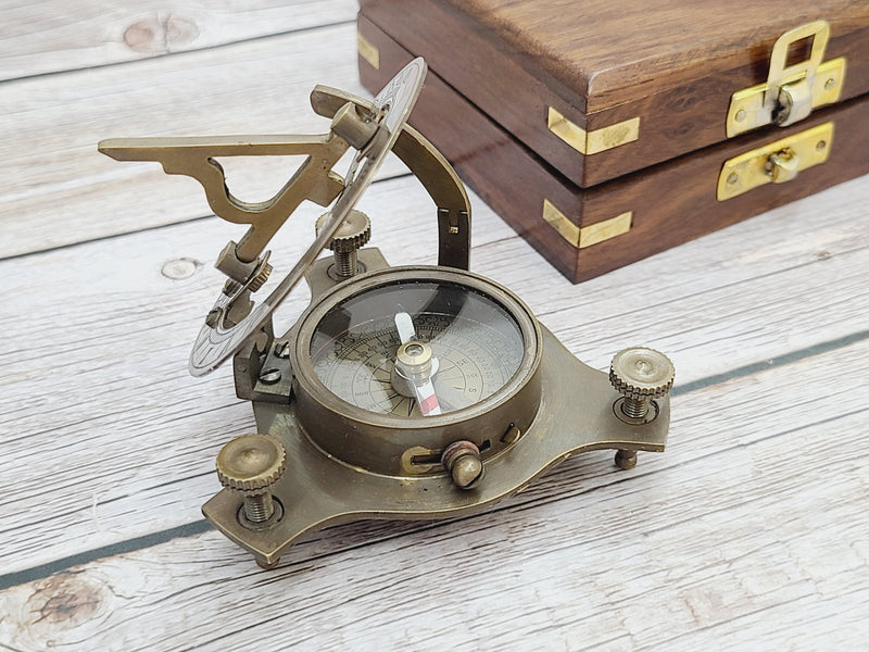 Antique Moon Compass, Antique Reproduction Compass, Antique Compass, Vintage Compass, Pocket Compass, Brass Compass - Pink Horse Florida