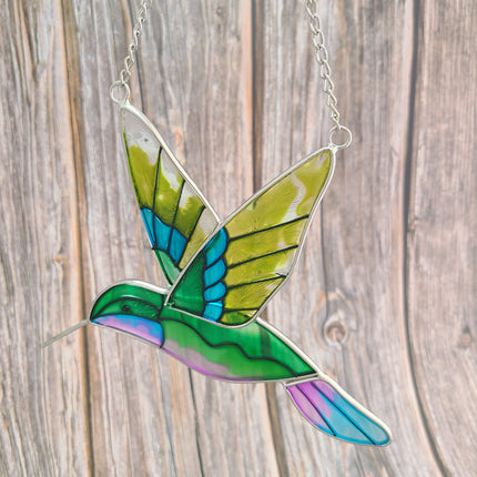 Hummingbird Stained Glass, Hummingbird Ornament, Hummingbird Wall Art, Hummingbird Art - Pink Horse Florida