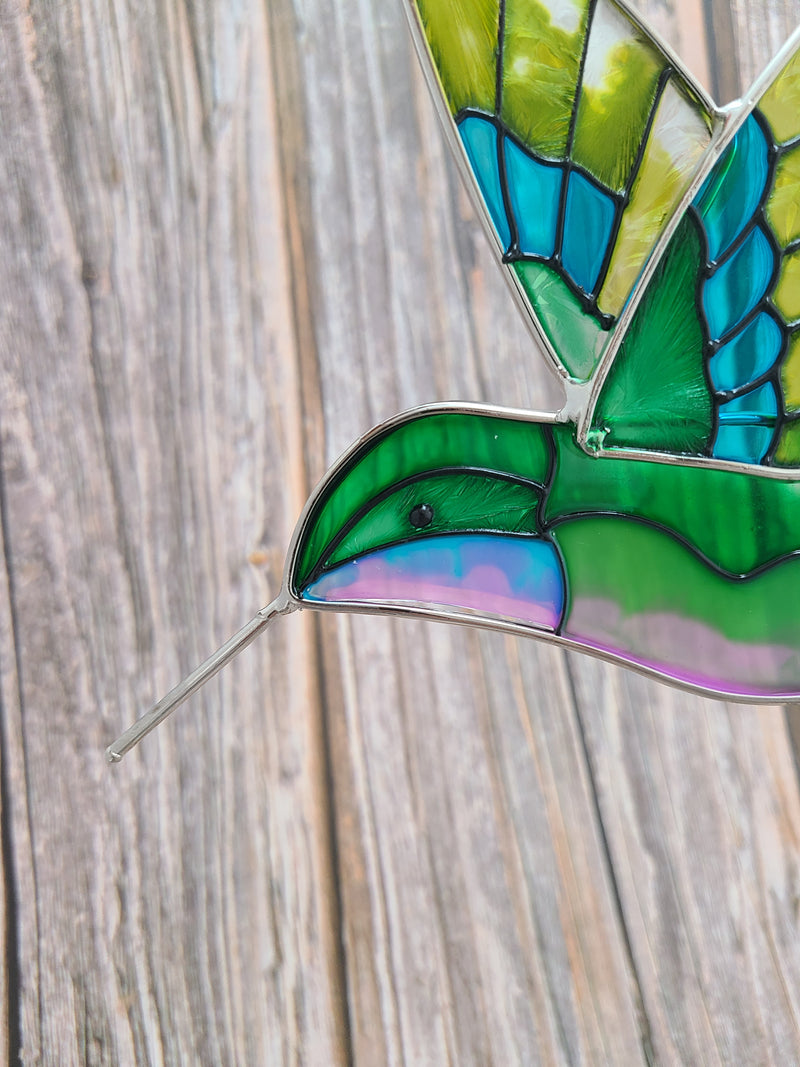 Hummingbird Stained Glass, Hummingbird Ornament, Hummingbird Wall Art, Hummingbird Art - Pink Horse Florida