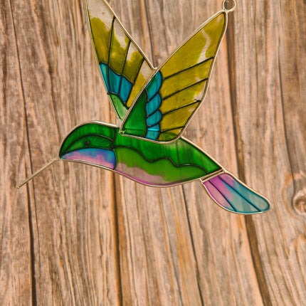 Hummingbird Stained Glass, Hummingbird Ornament, Hummingbird Wall Art, Hummingbird Art - Pink Horse Florida