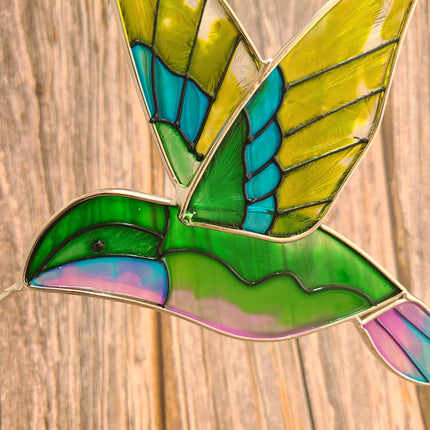 Hummingbird Stained Glass, Hummingbird Ornament, Hummingbird Wall Art, Hummingbird Art - Pink Horse Florida