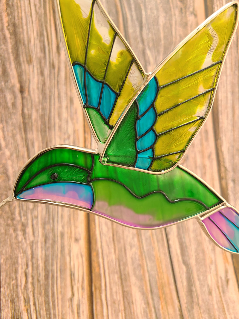 Hummingbird Stained Glass, Hummingbird Ornament, Hummingbird Wall Art, Hummingbird Art - Pink Horse Florida