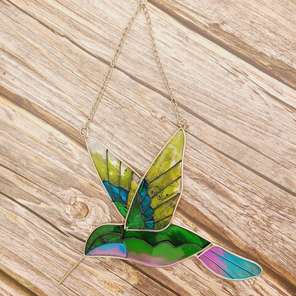 Hummingbird Stained Glass, Hummingbird Ornament, Hummingbird Wall Art, Hummingbird Art - Pink Horse Florida