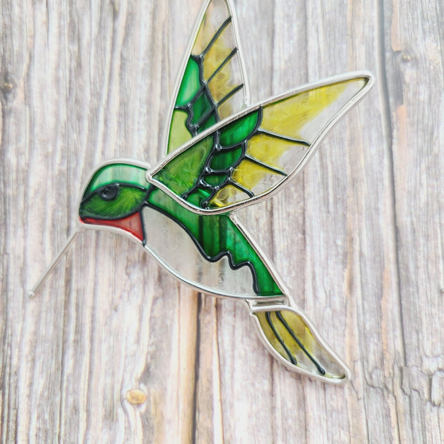 Hummingbird Stained Glass, Hummingbird Stained Glass Set of Two, Hummingbird Ornament, Hummingbird Wall Art, Hummingbird Art - Pink Horse Florida