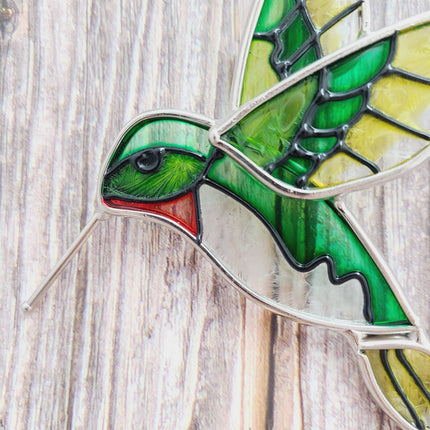 Hummingbird Stained Glass, Hummingbird Stained Glass Set of Two, Hummingbird Ornament, Hummingbird Wall Art, Hummingbird Art - Pink Horse Florida