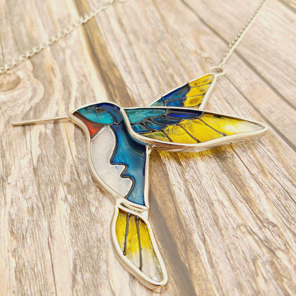 Hummingbird Stained Glass, Hummingbird Stained Glass Set of Two, Hummingbird Ornament, Hummingbird Wall Art, Hummingbird Art - Pink Horse Florida