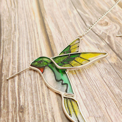 Hummingbird Stained Glass, Hummingbird Stained Glass Set of Two, Hummingbird Ornament, Hummingbird Wall Art, Hummingbird Art - Pink Horse Florida