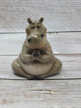 Seated Yogi Hippopotamus, Praying Hippo Figurine, Hippo Gifts, Yoga Statue Figurine - Pink Horse Florida