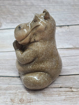 Seated Yogi Hippopotamus, Praying Hippo Figurine, Hippo Gifts, Yoga Statue Figurine - Pink Horse Florida