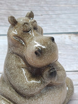 Seated Yogi Hippopotamus, Praying Hippo Figurine, Hippo Gifts, Yoga Statue Figurine - Pink Horse Florida