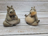 Meditating Hippo Figurine SET OF TWO, Praying Hippo Figurine, Seated Yogi Hippopotamus, Meditating Hippo Figurine - Pink Horse Florida