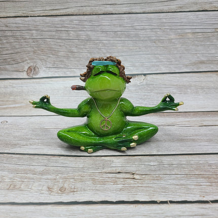 Funny Frog Figurine, Funny Office Decor, Frog Figure, Frog Statue, Hippie Frog - Pink Horse Florida