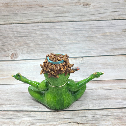 Funny Frog Figurine, Funny Office Decor, Frog Figure, Frog Statue, Hippie Frog - Pink Horse Florida