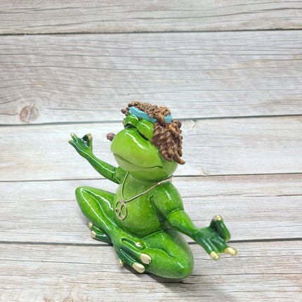 Funny Frog Figurine, Funny Office Decor, Frog Figure, Frog Statue, Hippie Frog - Pink Horse Florida