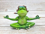 Funny Frog Figurine, Funny Office Decor, Frog Figure, Frog Statue, Hippie Frog - Pink Horse Florida