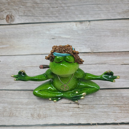 Funny Frog Figurine, Funny Office Decor, Frog Figure, Frog Statue, Hippie Frog - Pink Horse Florida