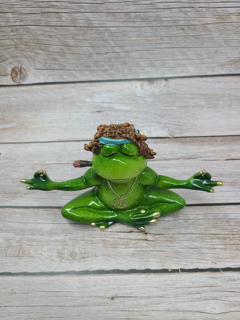 Funny Frog Figurine, Funny Office Decor, Frog Figure, Frog Statue, Hippie Frog - Pink Horse Florida