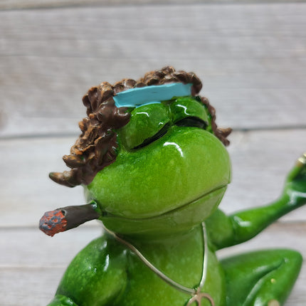 Funny Frog Figurine, Funny Office Decor, Frog Figure, Frog Statue, Hippie Frog - Pink Horse Florida
