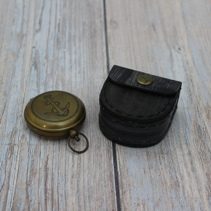 Antique Compass, Vintage Compass, Pocket Compass, Brass Compass, Working Compass, Compass with Anchor, Nautical Compass, Antique Collection - Pink Horse Florida