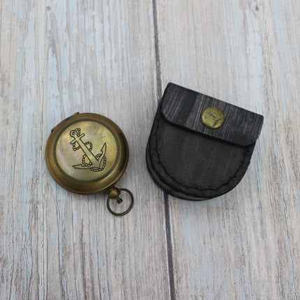 Antique Compass, Vintage Compass, Pocket Compass, Brass Compass, Working Compass, Compass with Anchor, Nautical Compass, Antique Collection - Pink Horse Florida