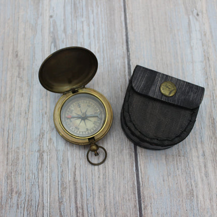 Antique Compass, Vintage Compass, Pocket Compass, Brass Compass, Working Compass, Compass with Anchor, Nautical Compass, Antique Collection - Pink Horse Florida