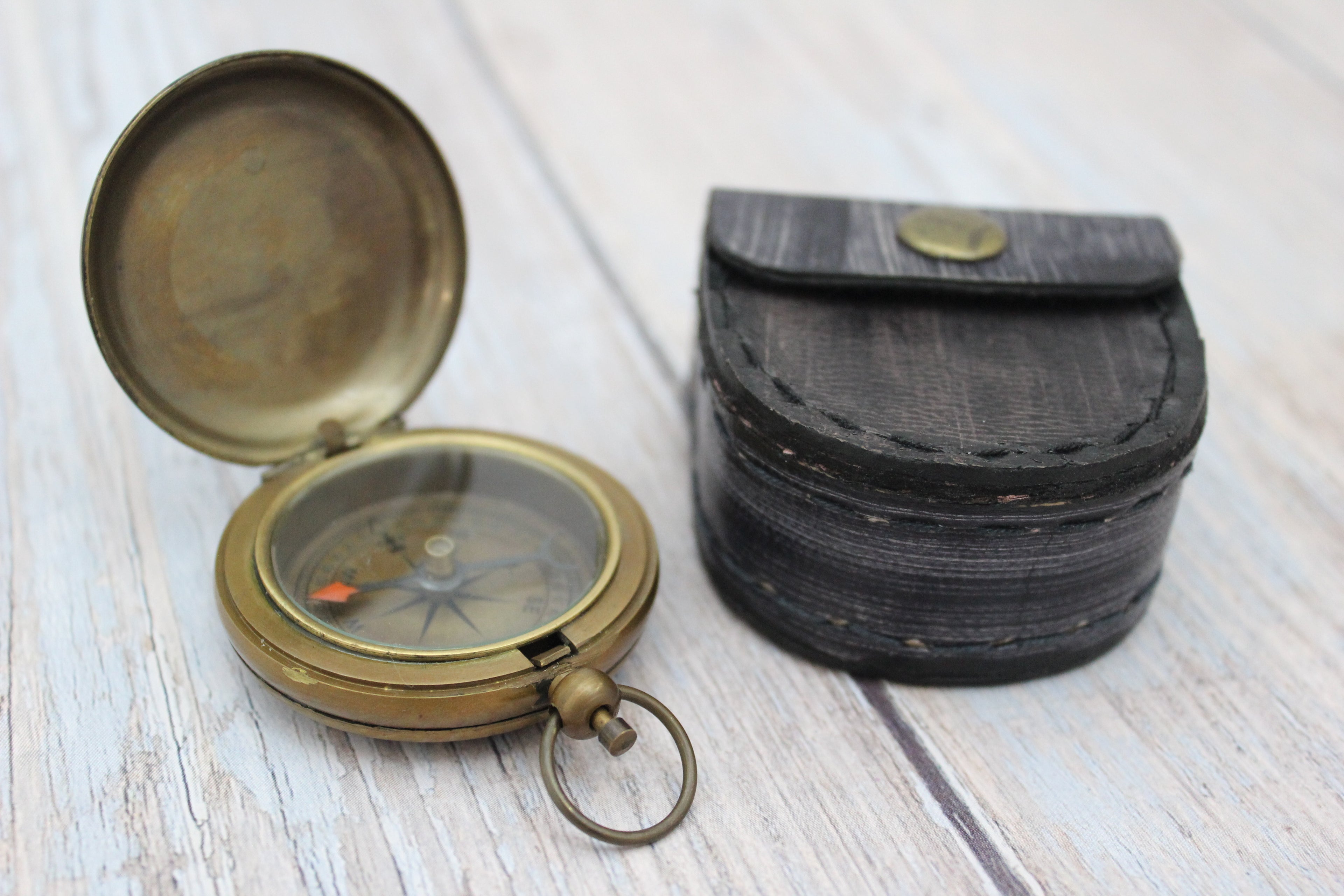 Antique Compass, Vintage Compass, Pocket Compass, Brass Compass, Working Compass, Compass with Anchor, Nautical Compass, Antique Collection - Pink Horse Florida