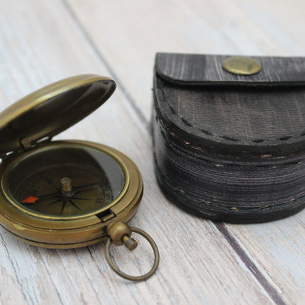 Antique Compass, Vintage Compass, Pocket Compass, Brass Compass, Working Compass, Compass with Anchor, Nautical Compass, Antique Collection - Pink Horse Florida