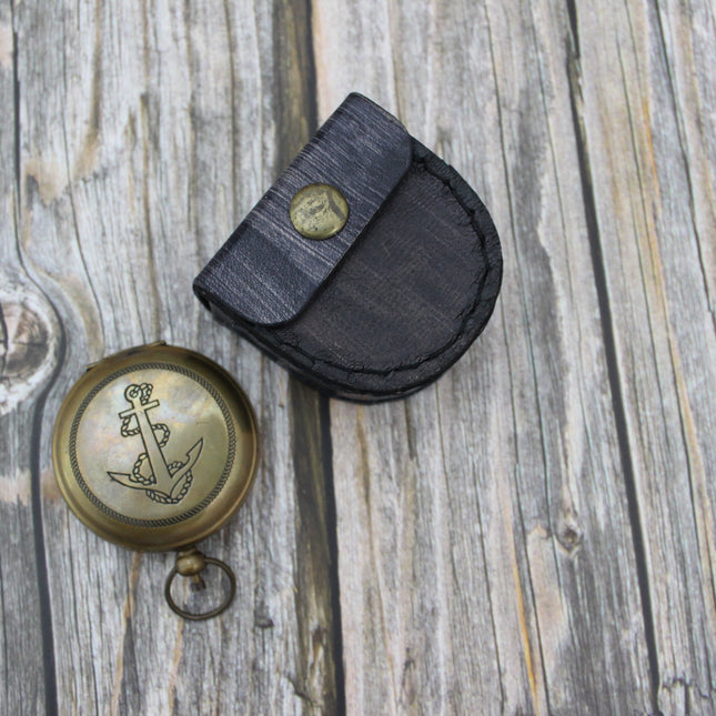 Antique Compass, Vintage Compass, Pocket Compass, Brass Compass, Working Compass, Compass with Anchor, Nautical Compass, Antique Collection - Pink Horse Florida