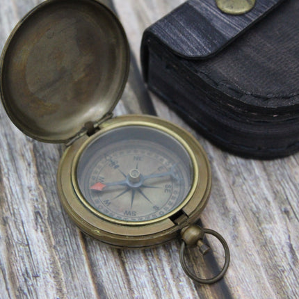 Antique Compass, Vintage Compass, Pocket Compass, Brass Compass, Working Compass, Compass with Anchor, Nautical Compass, Antique Collection - Pink Horse Florida