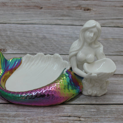 Mermaid Tray, Mermaid Figurine, Mermaid Figurine Decor, Ceramic Coastal Decorative Accent, Mermaid Collectibles, Mermaid Lover, Mermaid Gift - Pink Horse Florida