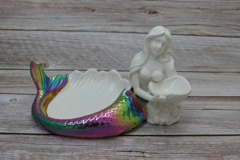 Mermaid Tray, Mermaid Figurine, Mermaid Figurine Decor, Ceramic Coastal Decorative Accent, Mermaid Collectibles, Mermaid Lover, Mermaid Gift - Pink Horse Florida