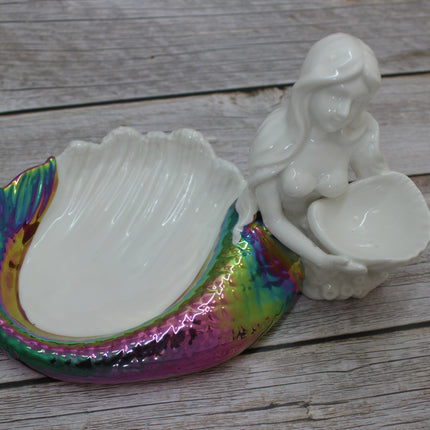 Mermaid Tray, Mermaid Figurine, Mermaid Figurine Decor, Ceramic Coastal Decorative Accent, Mermaid Collectibles, Mermaid Lover, Mermaid Gift - Pink Horse Florida