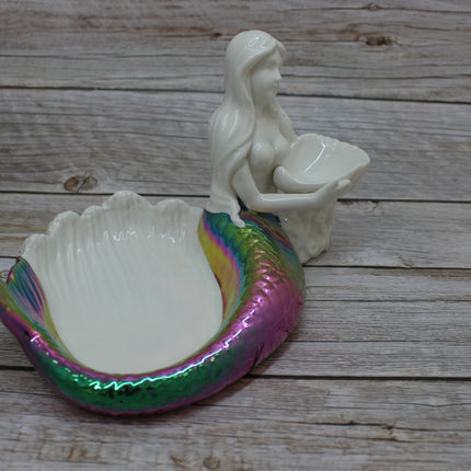 Mermaid Tray, Mermaid Figurine, Mermaid Figurine Decor, Ceramic Coastal Decorative Accent, Mermaid Collectibles, Mermaid Lover, Mermaid Gift - Pink Horse Florida