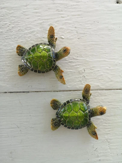 Turtle Figurine SET OF TWO, Green Turtle, Sea Turtle Figurine, Turtle Figurine, Turtle Gift, Sea Turtle Gift, Turtle Lover - Pink Horse Florida