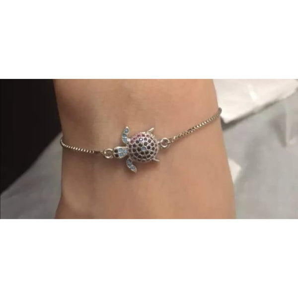 Silver Color Sea Turtle Bracelet, Sea Turtle Bracelet, Turtle Bracelet, Turtle Jewelry, Silver - Pink Horse Florida