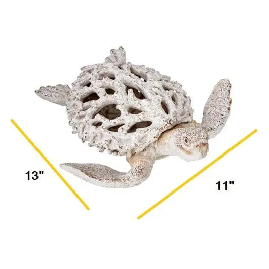 Sea Turtle Coral Look, Turtle Figurine, Miniature Turtle, BIG turtle 13'' - Pink Horse Florida